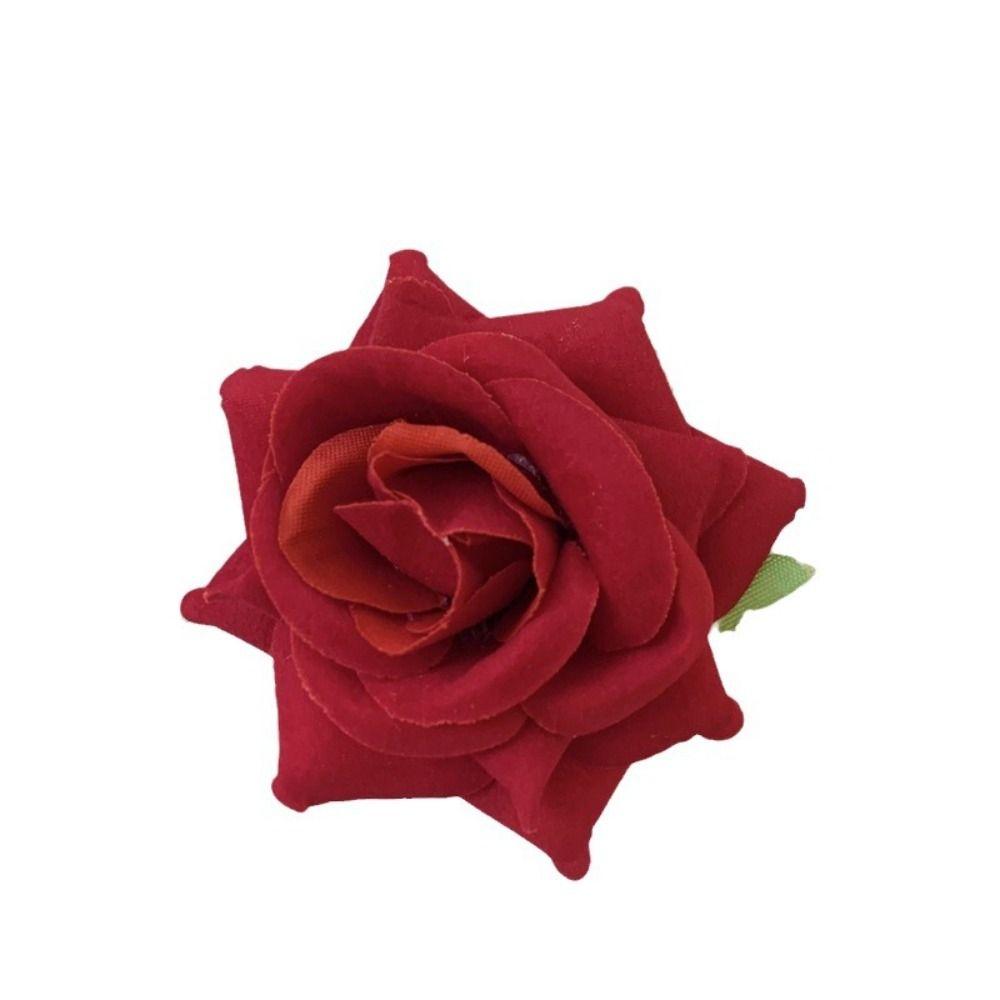 Cloth Red Rose Hairpin Bohemian Style Girl Hair Clip Sweet Flower Hair Clip Summer