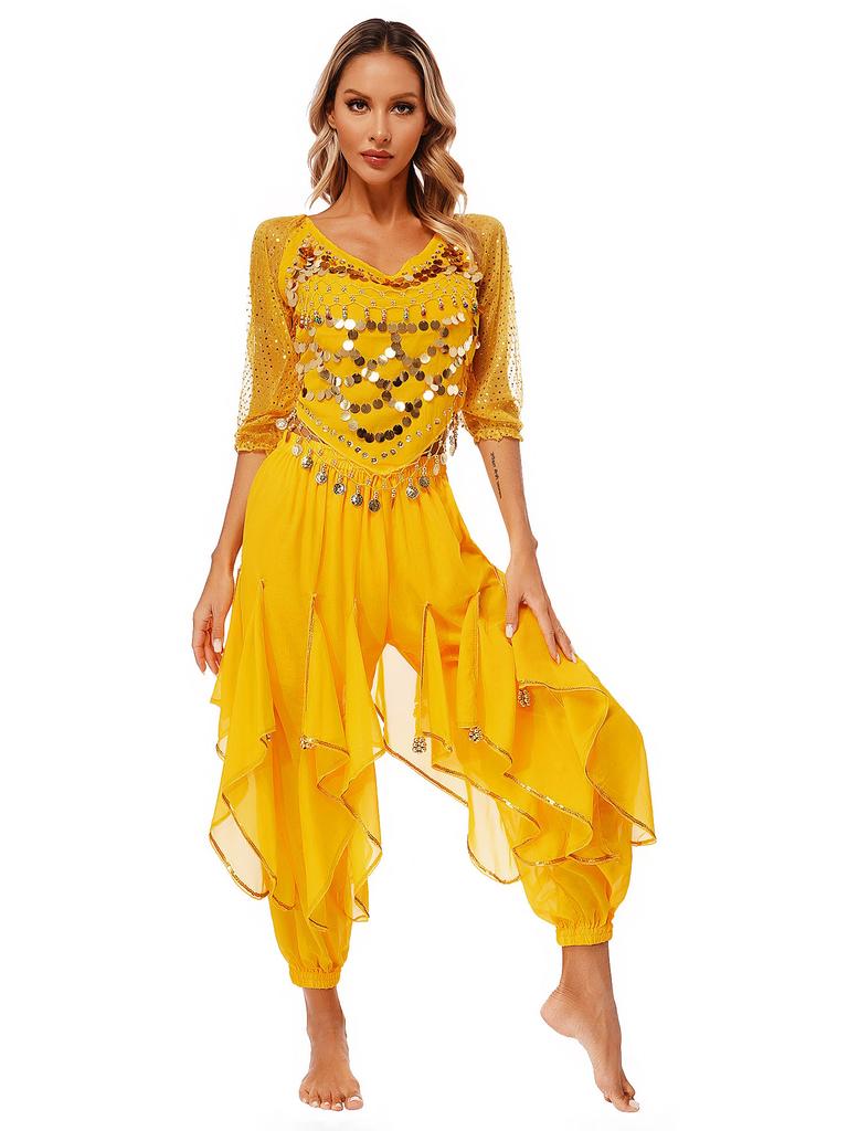 Женский комплект для танца живота, индийский Болливуд, арабская принцесса, танцевальная одежда, наряды для фестиваля, косплей, маскарад, вечерние, сценическое выступление