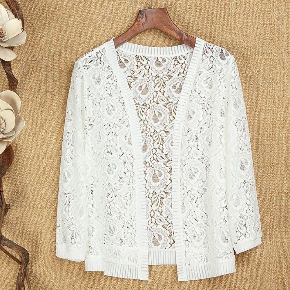 Breathable Lace Shawl Multicolor Thin Coat Short Outer Wear Sun Protection Clothing Women