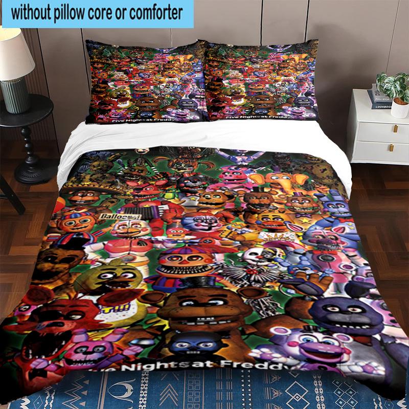 1PC Fnaf Character Collage 3pcs Bedding,Including 1pc Duvet Cover And 2pcs Pillowcases Perfect for Christmas,Ideal for Bedroom, Dormitory