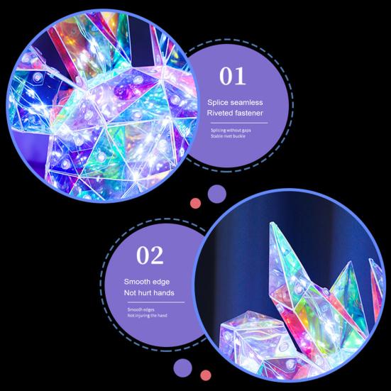 Iridescent Prismatic Christmas Deer Decor LED Deer Night Light Ornaments Colorful Lighted Deer Figurine Holiday Home Decor