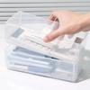 Durable Clear Stationery Storage Box Foldable Large Capacity Desktop Organizer Stackable Pencil Case Students