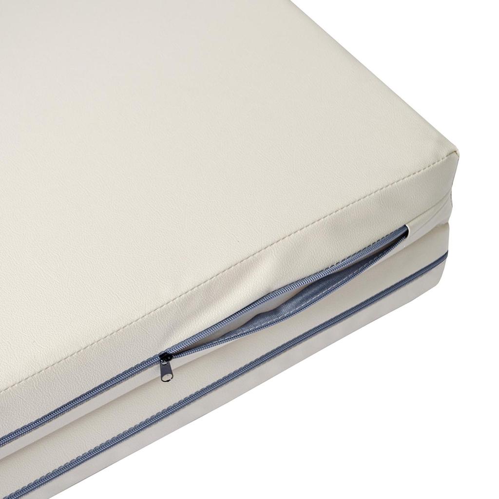 Гимнастический мат Gamma 100x100x8 двухсекционный с вырезами для шестов - бежевый