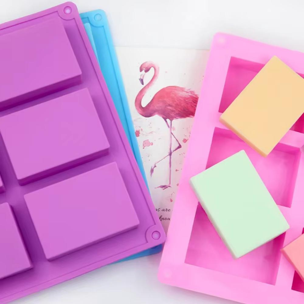Square soap mold, 6-compartment non-stick silicone brownie pan, square mold, square silicone mold chocolate, cupcake, corn bread