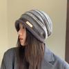 Blocked Fashionable Color Striped Design Women Casual Knitted Hat Winter For