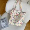 1 Весенне-летняя новая хлопковая сумка через плечо с цветочным принтом, большая вместительная сумка-тоут, женская портативная студенческая сумка для покупок