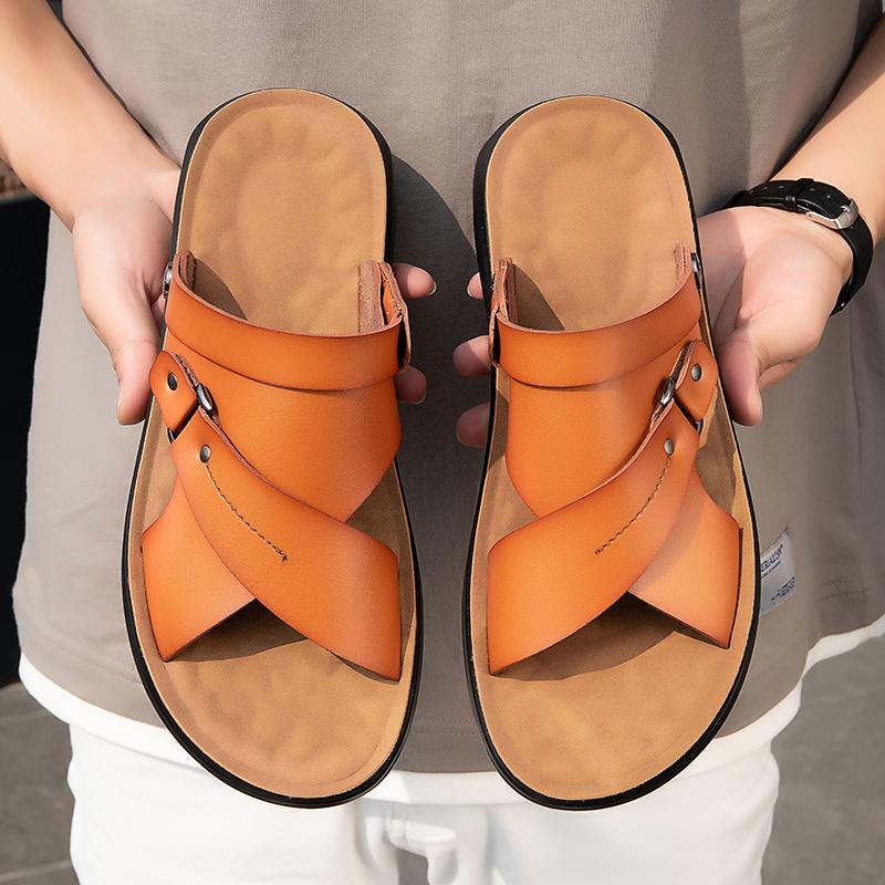 2024 Мужские мягкие тапочки, сандалии, шлепанцы, новые летние модные дышащие удобные нескользящие домашние тапочки повседневные мужские плоские туфли