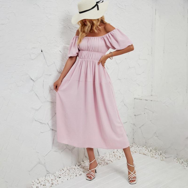 Летнее женское модное однотонное плиссированное платье без бретелек длиной до щиколотки с v-образным вырезом