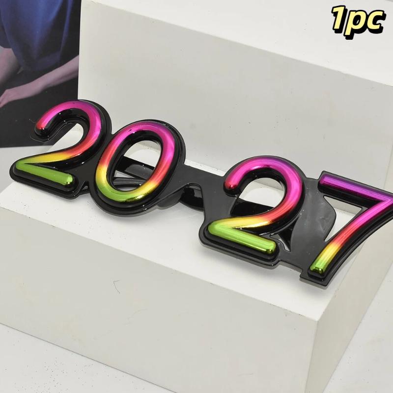 Очки с цифрами 2027 С Новым годом Солнцезащитные очки с бриллиантовым блеском Костюмный реквизит Рождественская вечеринка Декор Забавные очки