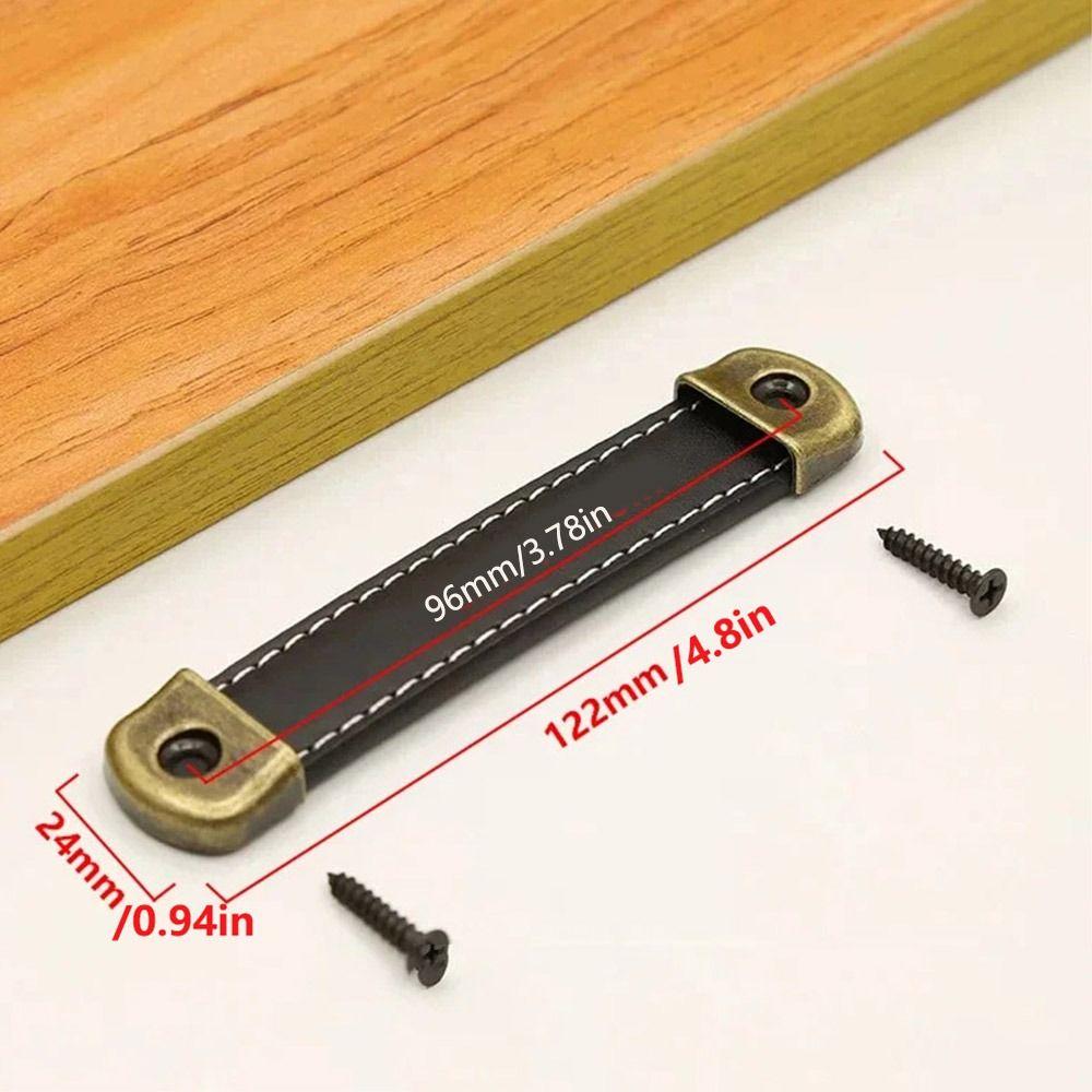 Цинк Цинковый сплав Ручка для ящика с винтами Мебельные ручки Винтажная кожаная ручка Шкаф