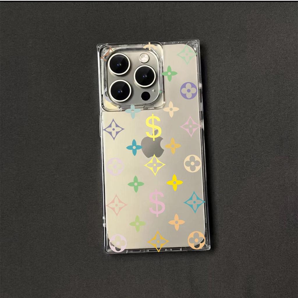 Прозрачный квадратный чехол-трубка для защиты iPhone 13 12 14 Pro Max 16 ProMax 11 15 Plus, защита от окисления, с рисунком