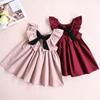 Summer Toddler Baby Girls Dress Fly Sleeve Ruffled Bowknot Backless Dress