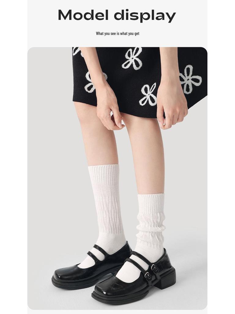 Женские однотонные гольфы до середины икры в стиле Ренессанс - Универсальный тонкий стиль для весны и осени