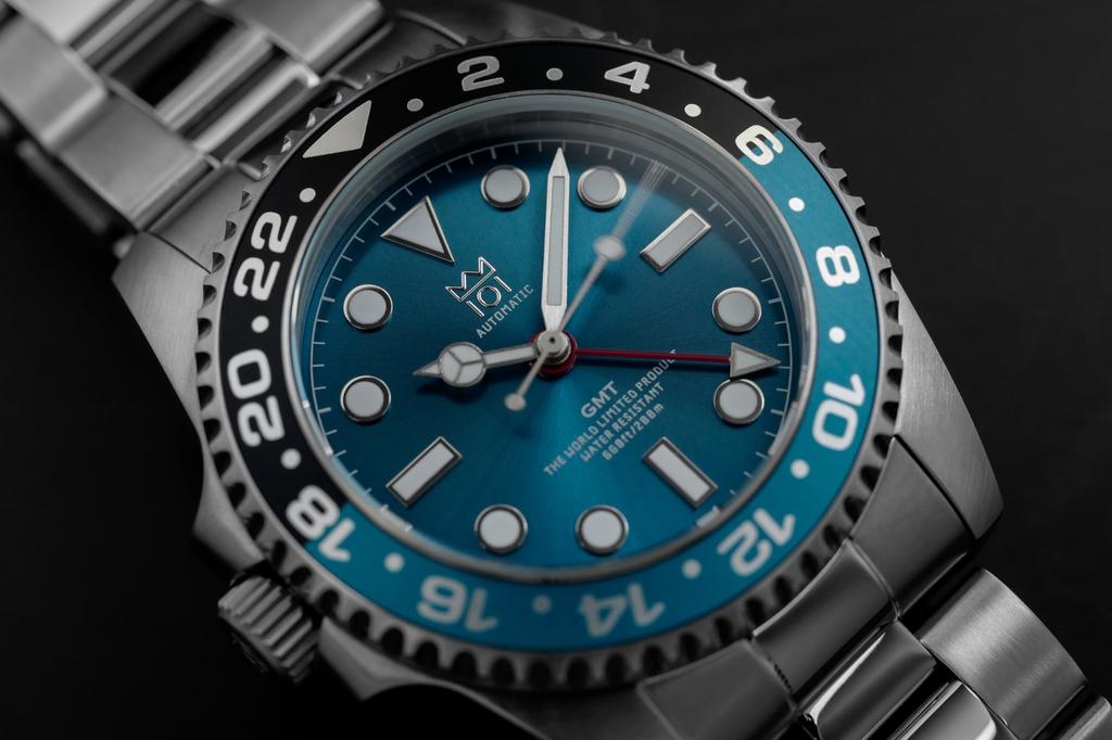 НОВАЯ модель АВТОМАТИЧЕСКИЕ ЧАСЫ Hyakuichi GMT Механические часы GMT Японский механизм Вращающийся безель Водонепроницаемость 20 АТМ Часы мирового времени Левая стрелка Левая заводная головка