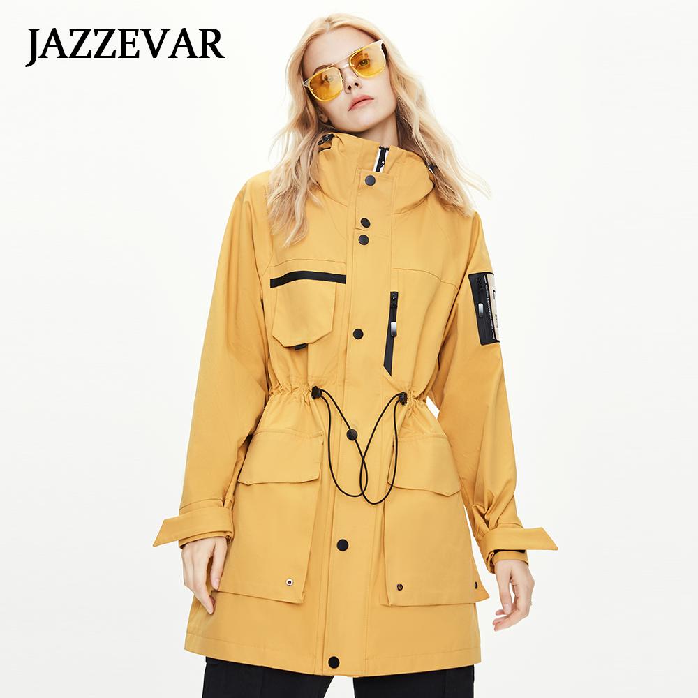 JAZZEVAR Женская ветровка Ins, красивое рабочее пальто средней длины, длинная хлопковая куртка Синьцзян