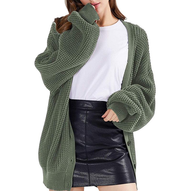 Fashion Autumn and Winter New Women's Knit Sweater Sweater Single-breasted Loose Sweater Cardigan Jacket