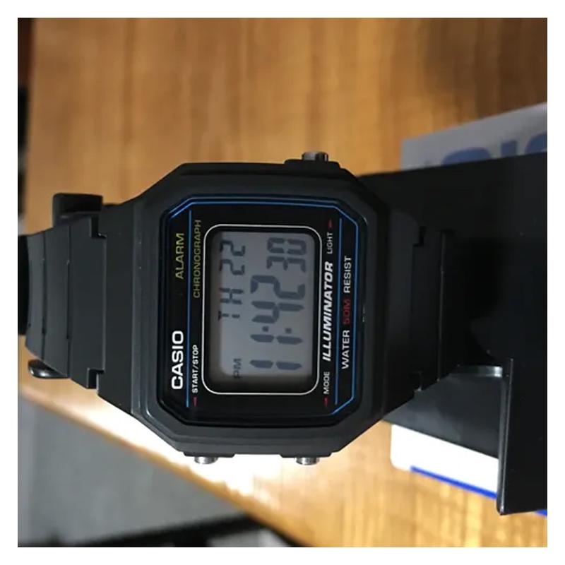 Casio Серия YOUTH - силиконовые маленькие квадраты, модные и простые ретро-квадратики, ЖК-дисплей, водозащита для спорта, кварцевый механизм, W-217H-1AVDF