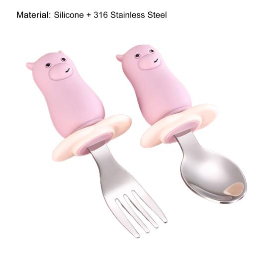 2 шт./компл., детская ложка, вилка, круглая форма, термостойкий пищевой материал, кухонная утварь для кормления детей для дома