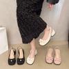 Fashion Hot Selling 2025 Heeled Sandals Women's Female Shoe Square Toe New Open Block Girls Bow Comfort Summer Low Closed Casual Sandal