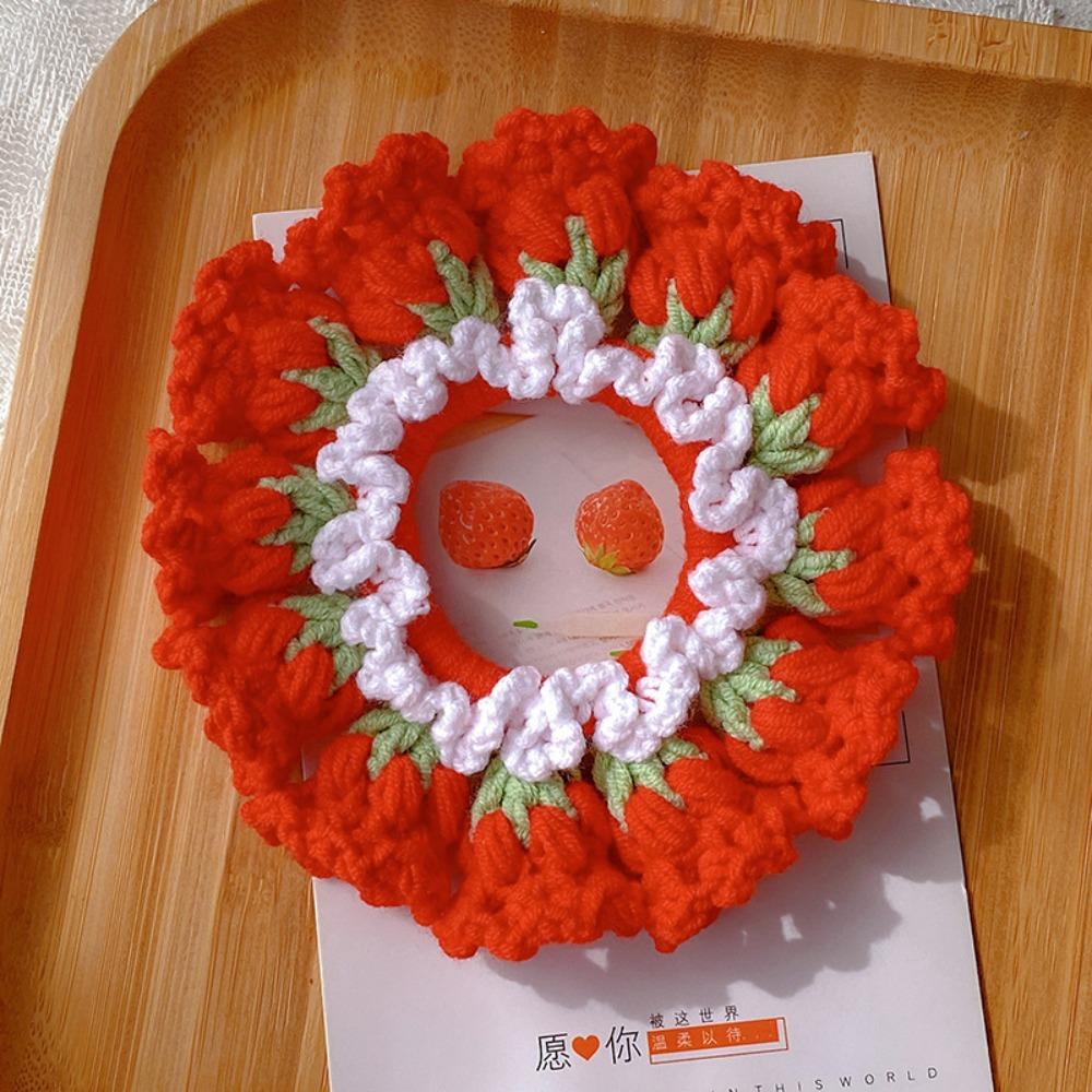 Elastic Knitted Hair Rope Handmade Sweet Hair Tie Cute Crocheted Flower Scrunchies Party