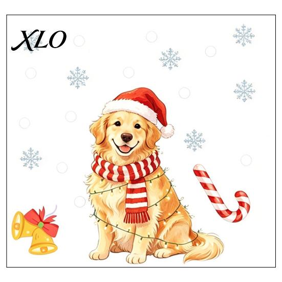 Easy to Apply Window Stickers Christmas Static Clings, No?Glue Cute Puppy Glass Decals with Snowflake Seasonal Holiday Party Decor Candy Cane,