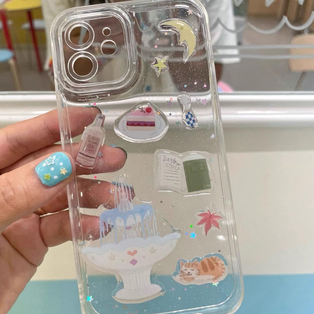 Милый торт пруд желаний 3D рельефная смоляная наклейка чехол для телефона для девочки ноутбук прозрачная желейная наклейка канцелярские товары блокнот DIY украшение