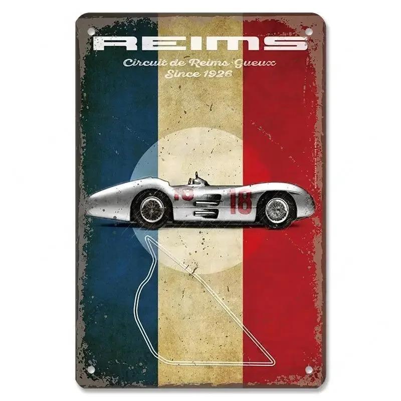Metal Tin Signs Racing Car Plaque Metal Poster F1 Racetrack Nostalgic Vintage Metal Wall Art Decor for Garage Racing Club Home
