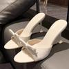 Fashion Summer New Sandals Women's Fashion Round Head Open Toe Butterfly Knot Anti-slip Wear-resistant High-heeled Slippers