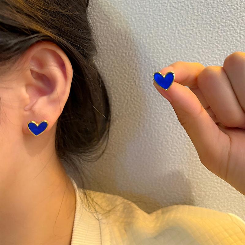 Серьги Batu Blue Love, Annual Tide, серьги-гвоздики Korean Temperament, Women'S Design Sense, атмосферные серьги