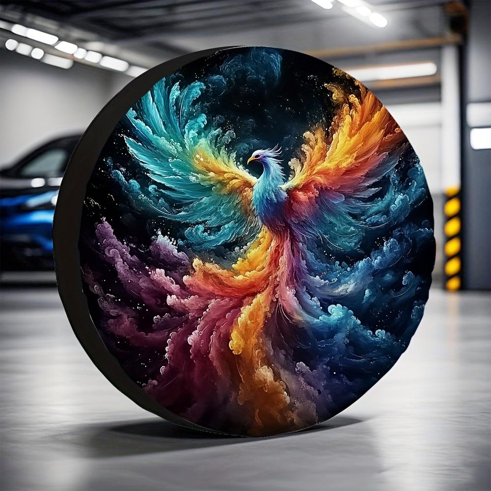 Vibrant Phoenix Tire Cover Waterproof Polyester Trailer Spare Wheel Protector Travel Cover