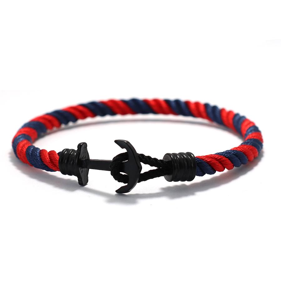 Простой мужской браслет с якорем, винтажный плетеный миланский канат, женский, в морском стиле, для кемпинга, студенческий, наручный, ювелирный подарок для него