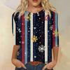 Women's Fashion Casual Seven Sleeve Christmas Printed Round Neck Top