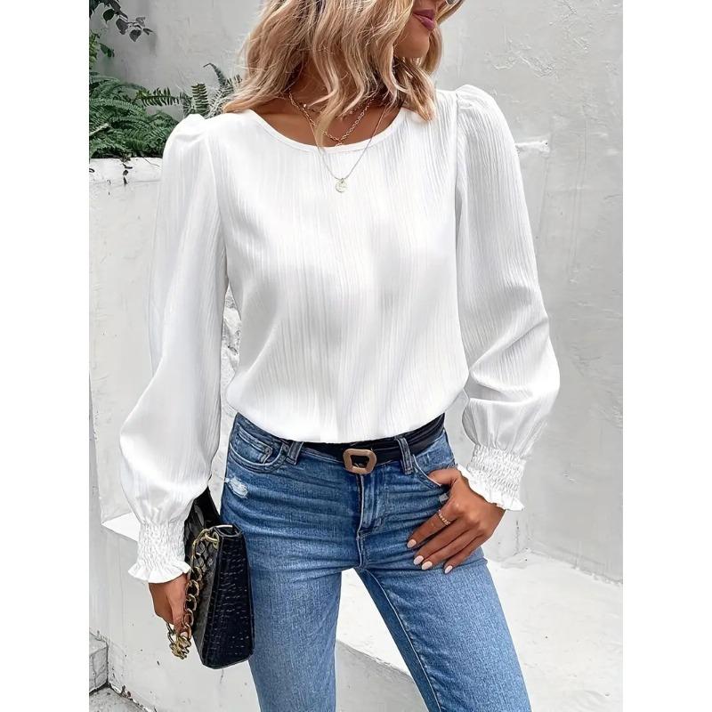 Осенняя простая однотонная рубашка с длинным рукавом, женская одежда