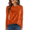 Women's Fashion Golden Velvet Solid Colour Round Neck Long Sleeve T-Shirt Top