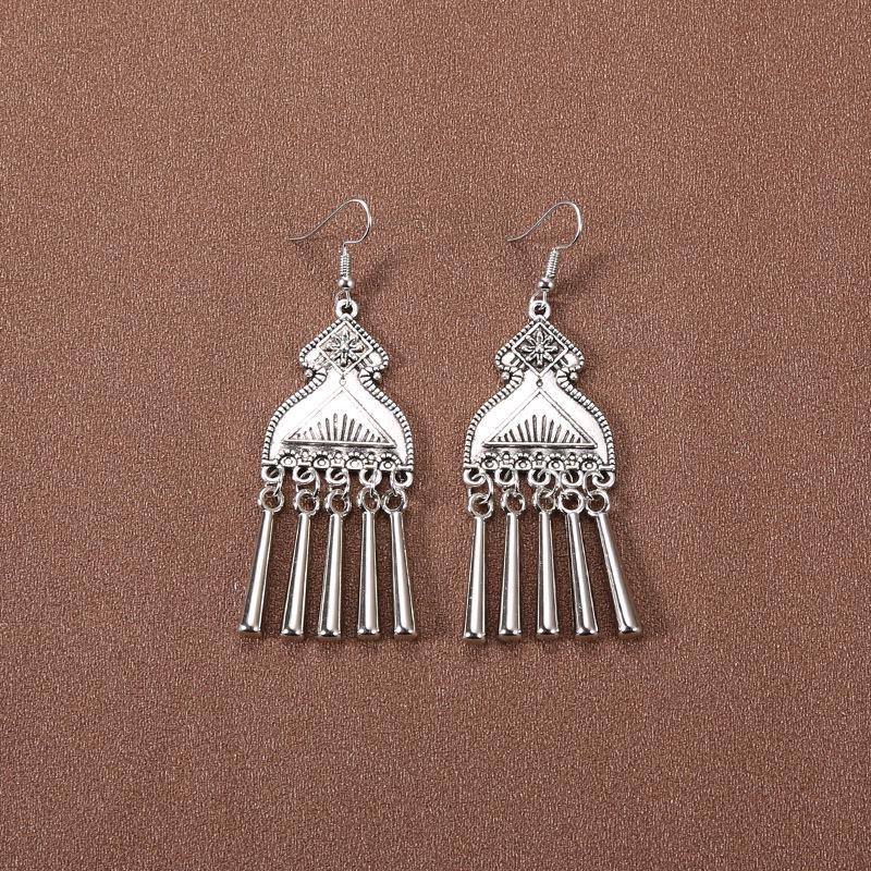 Серьги-кисточки в китайском дворцовом стиле в стиле ретро: Этнические тибетские серебряные украшения Ханфу