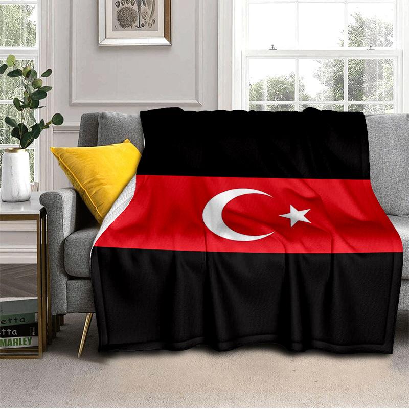 Turkish Flag Design Blanket Suitable for Sofas, Beds, Offices, And Camping - Perfect Gift for Halloween Christmas