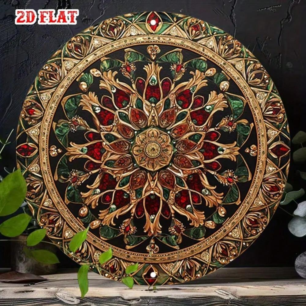 Винтажная металлическая табличка с цветочной мандалой 7,8x7,8 дюйма Настенное искусство Декор Ржавчина Подвесная