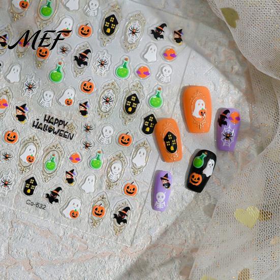 Halloween Theme Nail Decorations Art Stickers for Halloween, Pumpkin Ghost Bat Potion Self Decals Adhesive Decals, DIY Manicure Decoration Supplies