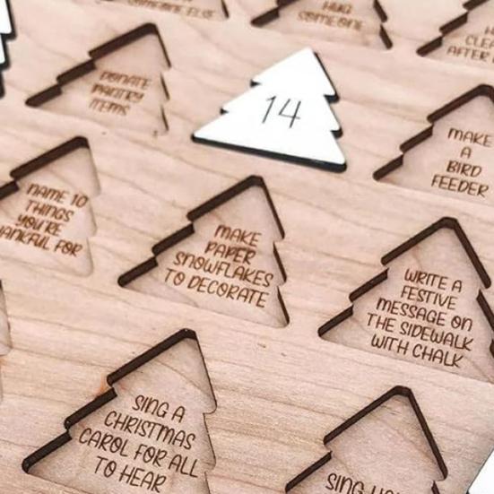 Acts of Kindness Advent Calendar Farmhouse Rustic Wooden 25-Day Sharing Kindness