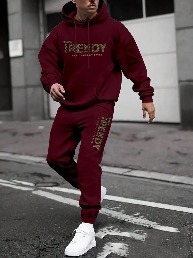 New sweater sweatpants set letter printing casual jacket autumn and winter velvet street tide youth hooded suit