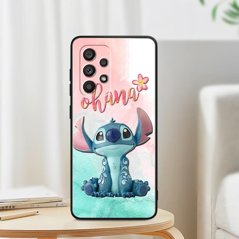 OHANA Stitch Cute для Samsung Note 20 10 Ultra Plus A31 A14 A12 A70 A34 A25 A04 A05 A15 A24 5G черный чехол для телефона