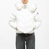 Melinda Total White Zipped Down Jacket with Fur-lined Hood Woman