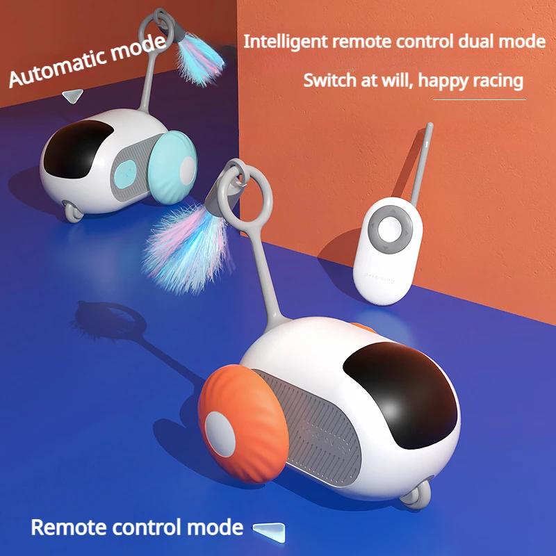 Умная игрушка для кошек с дистанционным управлением, автоматические катящиеся игрушки для домашних животных, кошачья палочка, тизер, перезаряжаемая от USB для кошек/котенков, маленьких собак, забавная игрушка, товары для домашних животных