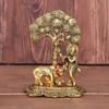 Prince Home Decor & Gifts Metal Krishna With Cow Standing Under Tree Plying Flute (Gold, 12.5X8X16Cm), 1 Piece