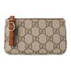 Gucci GG Emblem brand logo print leather key bag regular women's beige and dark brown
