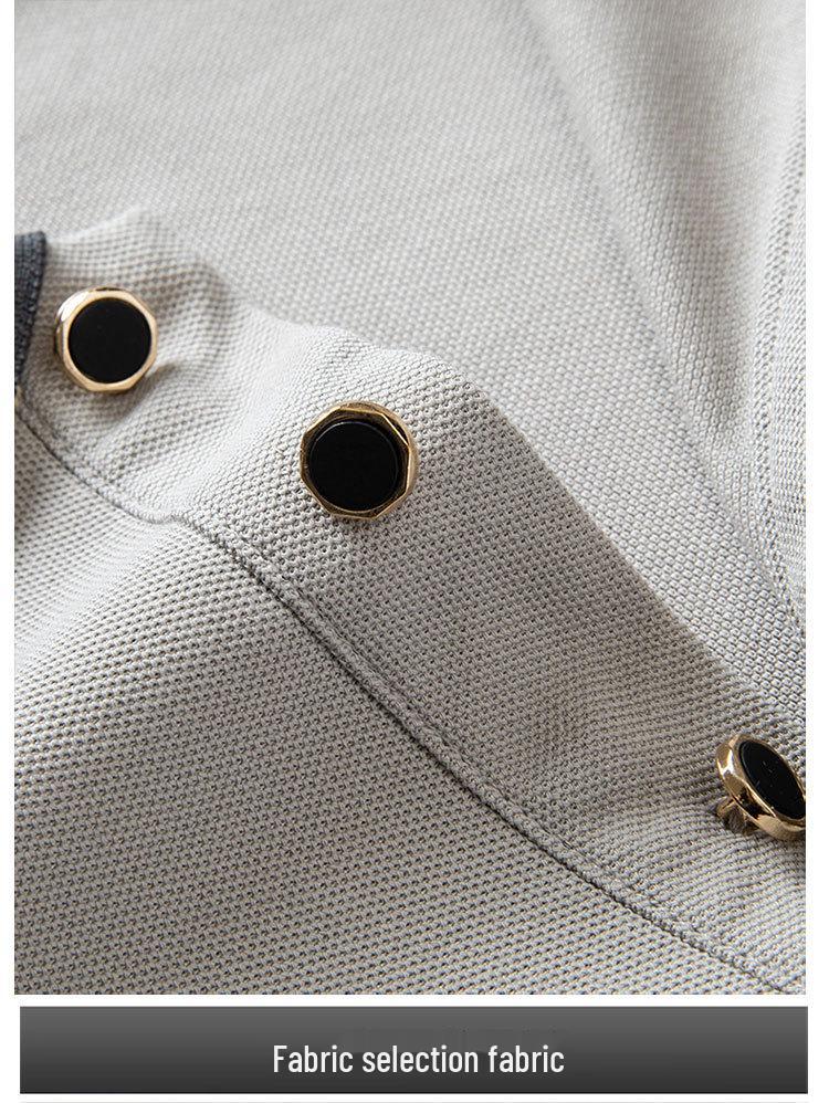 Мужская летняя футболка-поло с коротким рукавом - Дышащая футболка в стиле колор-блок, деловая повседневная, с отложным воротником