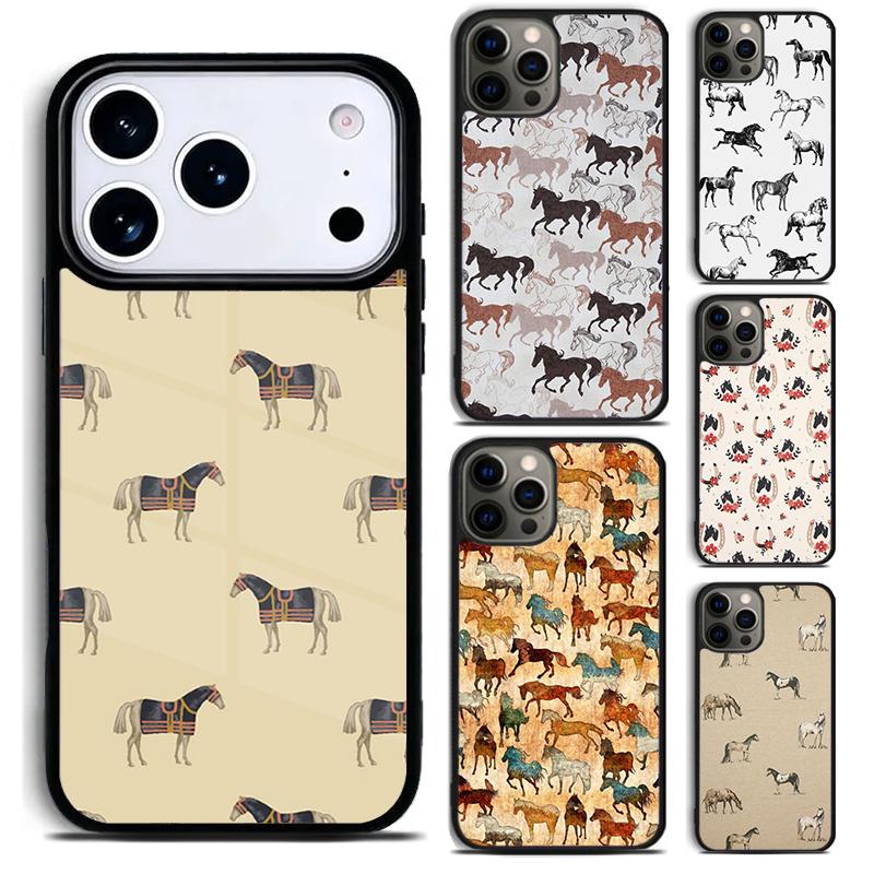 Чехол-коллаж с узором из лошадей для iPhone 17 16 15 Pro Max Air 14 13 12 11 Plus Ударопрочный чехол