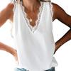 Sexy Sleeveless Chiffon Vest 2023 Summer Solid Color Fashion Lace V-neck Women Tank Top Casual Loose Clothes Blusas 24706