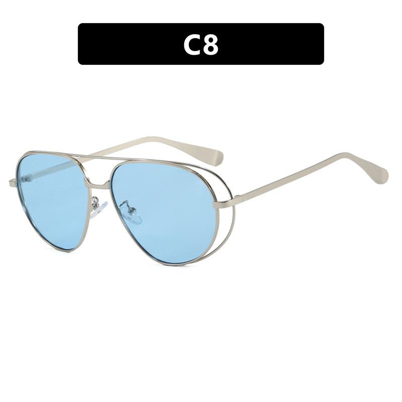 Hot Sale Sunshade Hollow Glasses Metal Frame Oversized UV400 Protection Colorful Lens Fashionable Sunglasses for Unisex