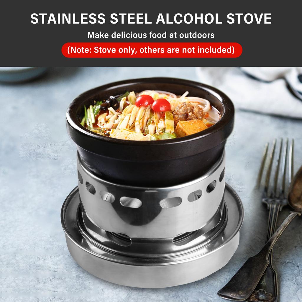 Outdoors Stainless Steel Alcohol Stove Portable Burner Furnace Adjustable Firepower Rustproof Anti-corrosion Cooking Barbecue Camping Hiking Picnic